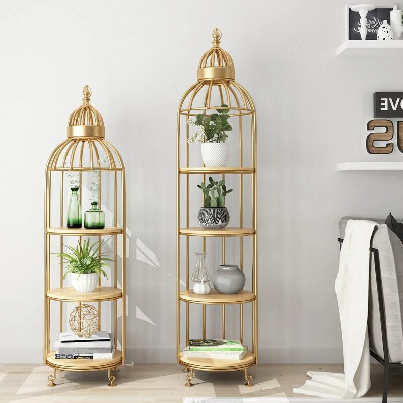 Art Craft Door - ชั้นวางกรงนกเหล็กสไตล์วินเทจ ชั้นวางของสร้างสรรค์ในห้องนอน งานฝีมือเรียบง่าย ของตกแต่งห้องนั่งเล่น
