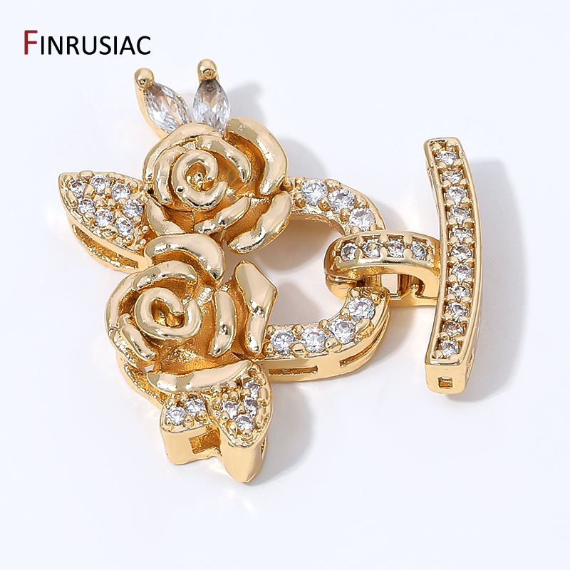 Art Craft Making - ตัวล็อกแบบหลายแถวชุบทอง 14K ประดับเพชรซิคอนรูปดอกไม้และมุก สำหรับงาน DIY เครื่องประดับ