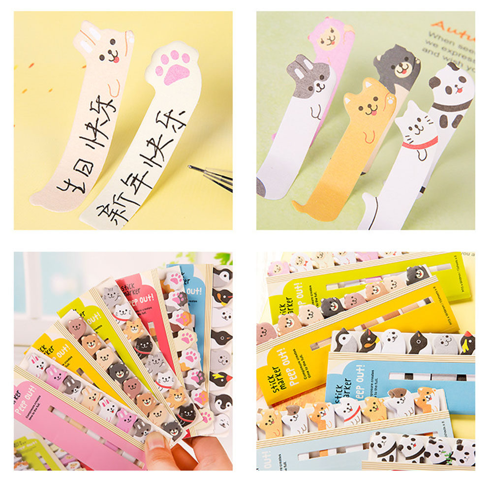 Art Craft Notebook - 2 ชิ้น แผ่นโน้ตติดหน้าหนังสือลายสัตว์น่ารักหลากหลายแบบ แผ่นโน้ตแบบมีกาวในตัว ขนาดเล็ก พกพาสะดวก