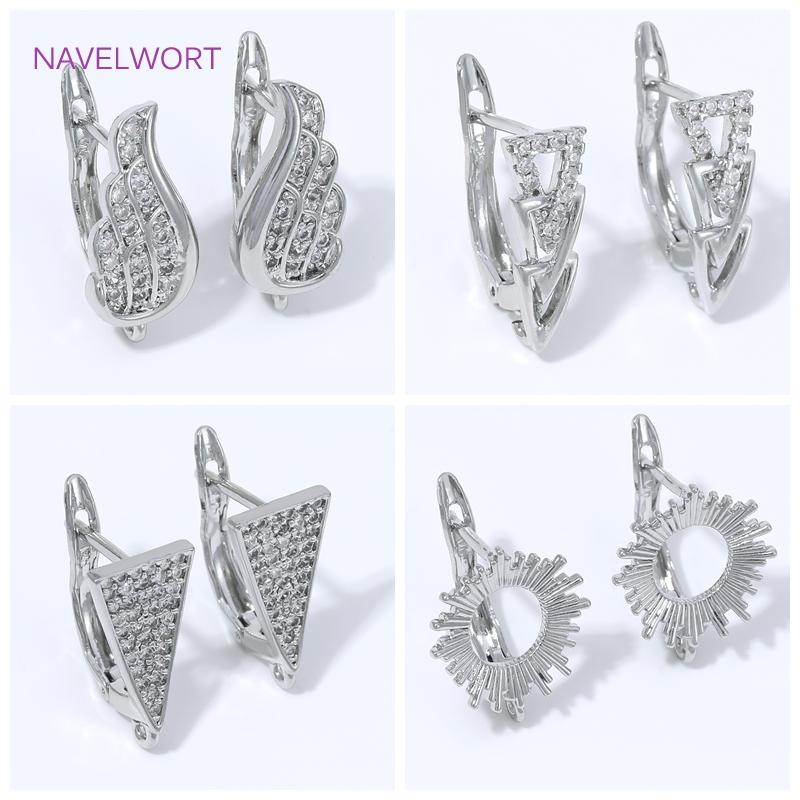 Art Craft Making - ตะขอเกี่ยวต่างหูชุบทอง 18K ประดับเพชรซิคอน, ตะขอทองเหลืองสำหรับต่างหู, ตัวล็อคสำหรับต่างหู, อุปกรณ์ทำต่างหู