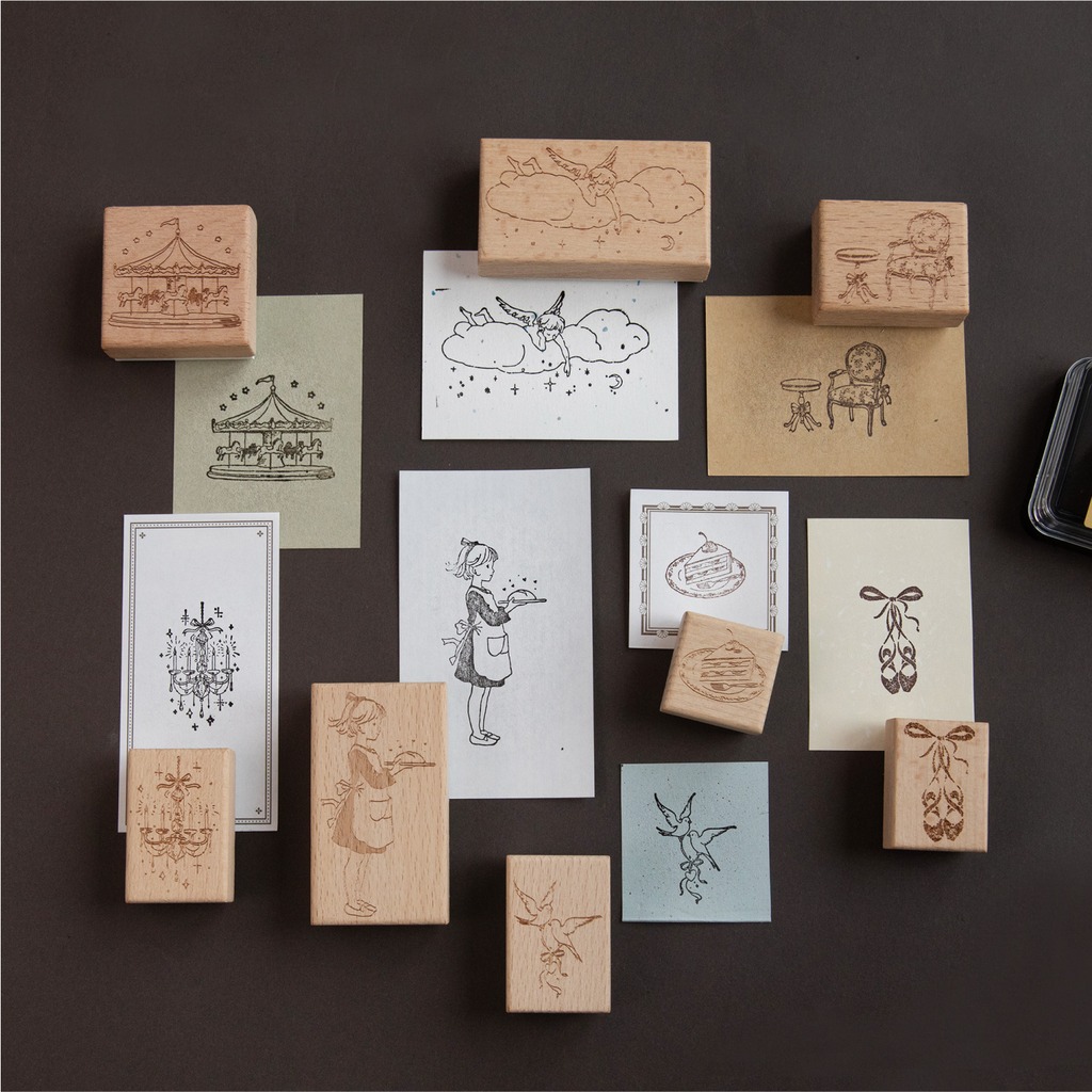 Art Craft Notebook - ตรายางลายการ์ตูนไม้สไตล์วินเทจสำหรับตกแต่งสมุดบันทึก งานศิลปะ DIY งานฝีมือ ตกแต่งสมุดโน้ต ต้อนรับเปิดเทอม