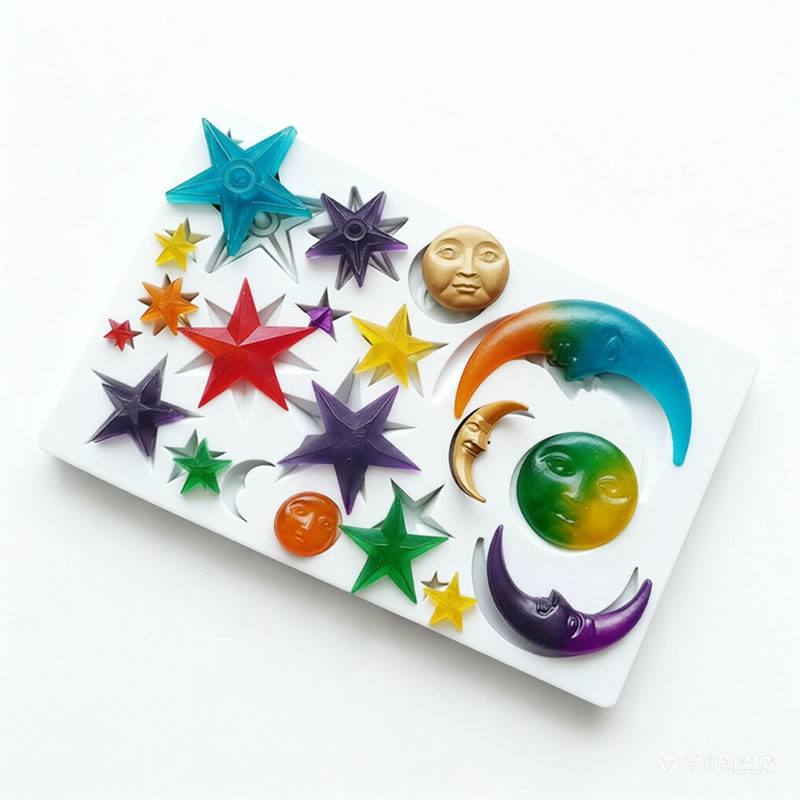 Art Craft Clay - แม่พิมพ์ดินโพลิเมอร์รูปพระอาทิตย์ ดวงจันทร์ และดวงดาว แม่พิมพ์ซิลิโคนสำหรับงานเรซิ่นอีพ็อกซี่ อุปกรณ์ตกแต่งเค้ก งานประดิษฐ์จากน้ำตาล