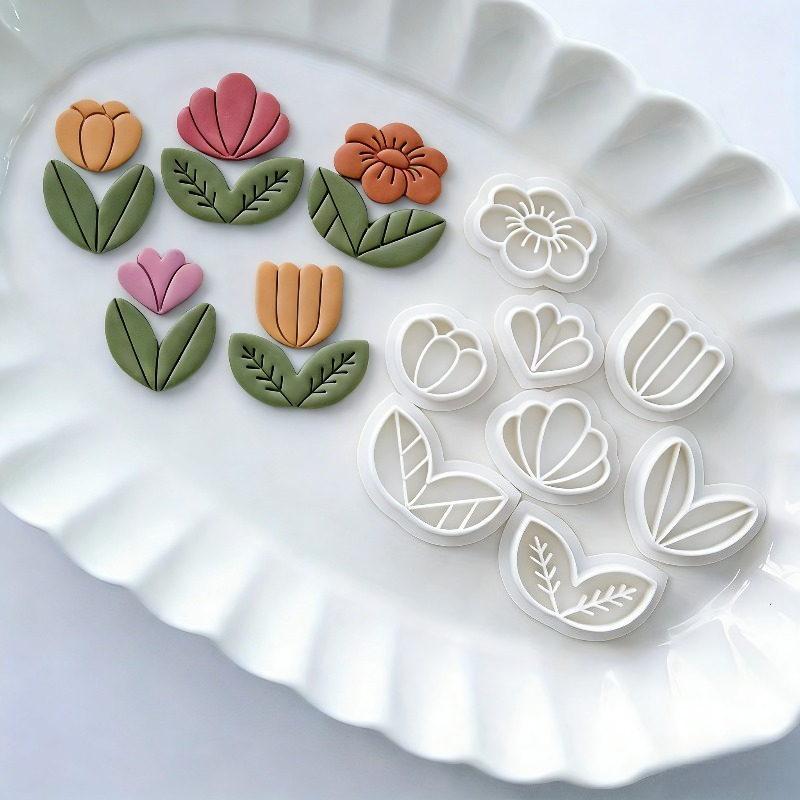 Art Craft Leaves - เครื่องตัดดินโพลิเมอร์ลายใบไม้ 8 ชิ้น แบบสปริงโหลด สำหรับทำต่างหูและเครื่องประดับ |