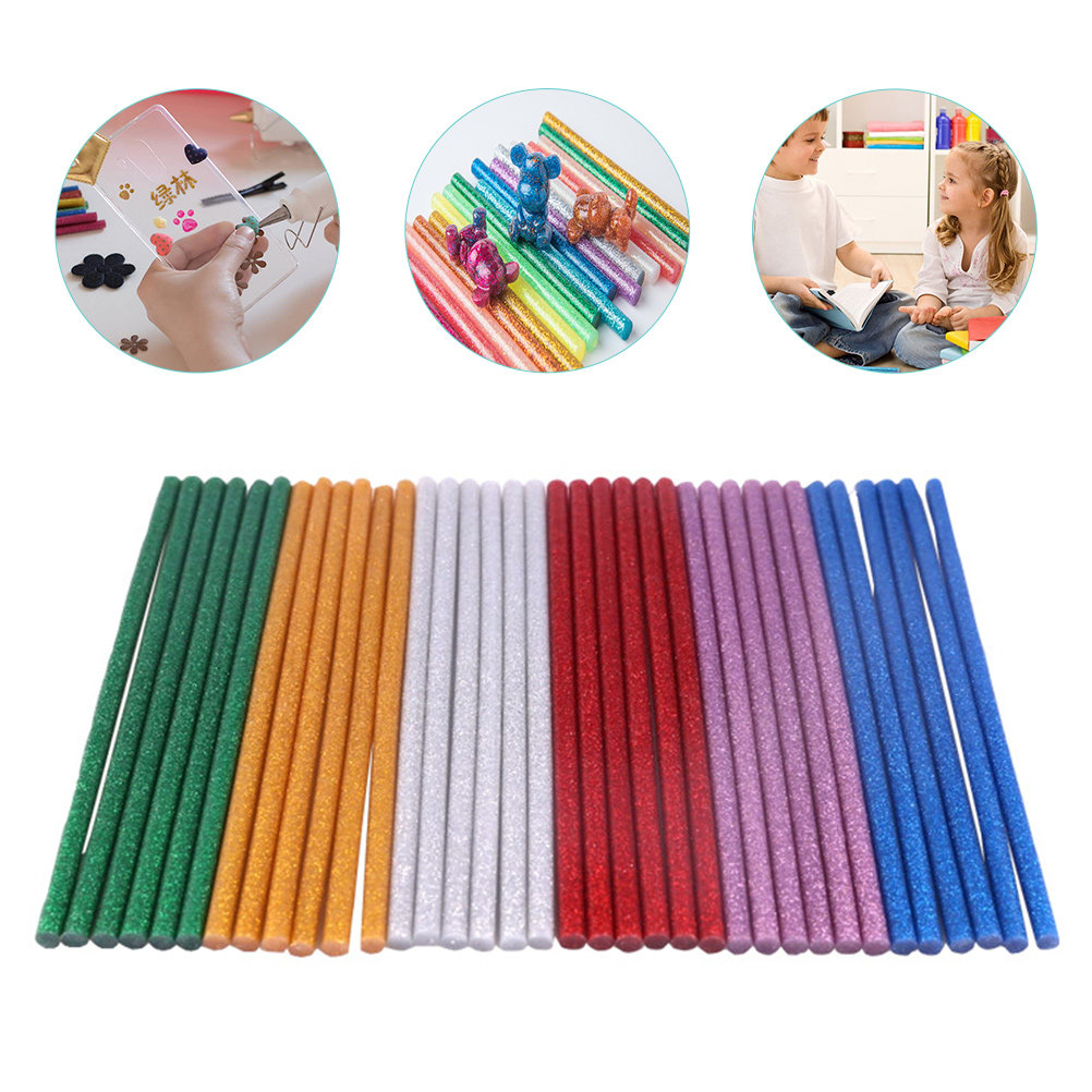 Art Craft Door - กาวแท่งร้อนละลายแบบผสมสีพร้อมกลิตเตอร์ 60 ชิ้น คุณภาพพรีเมียม ยึดติดแน่น แข็งแรง