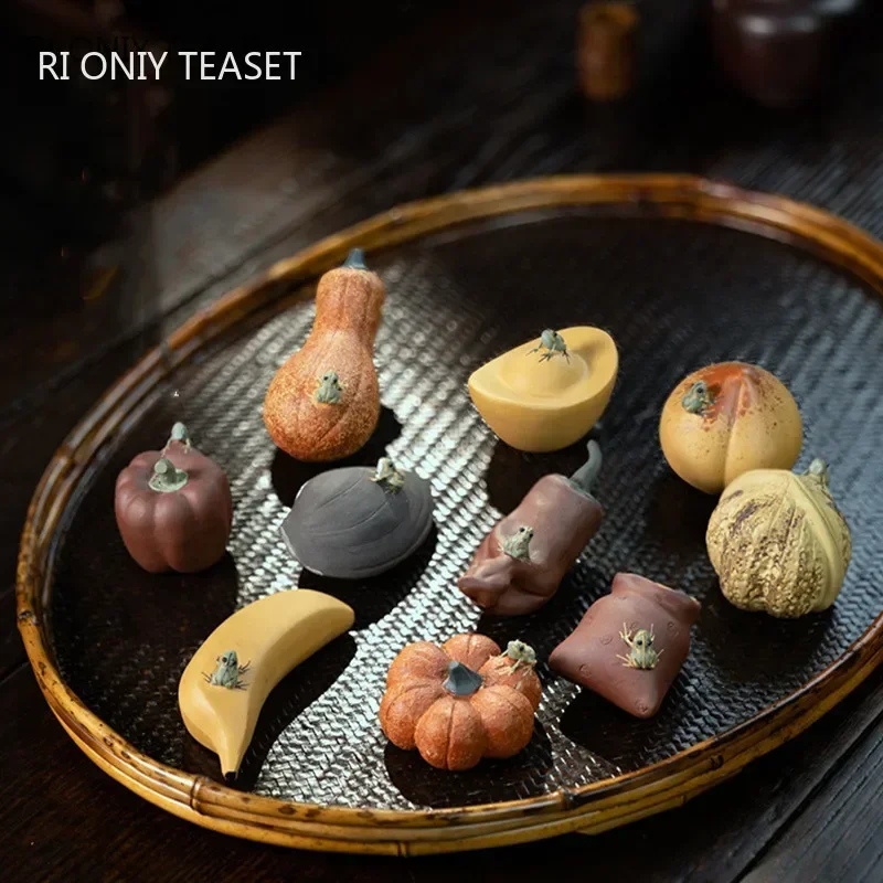 Art Craft Clay - จีน Yixing สีม่วงชาสัตว์เลี้ยงเครื่องประดับจําลองผลไม้ Figurine งานฝีมือทําด้วยมือชุดชา Decors