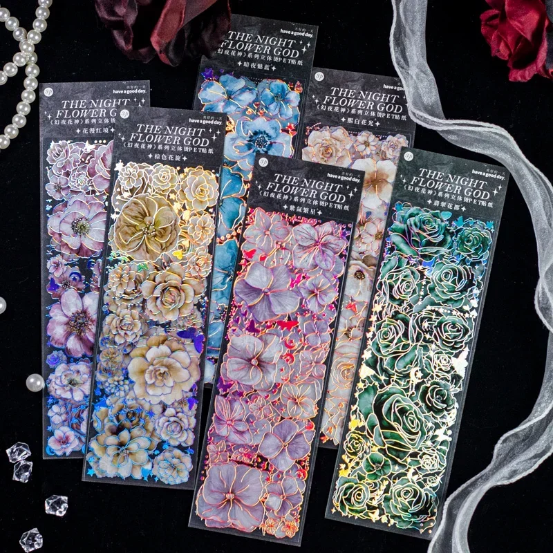 3 ชิ้น/แพ็ค สติกเกอร์ลายดอกไม้ - Art Craft Stationery บทวิจารณ์และราคา