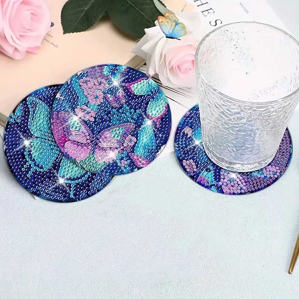 แผ่นรองแก้วงานศิลปะเพชร 8 ชิ้น - Art Craft Butterfly บทวิจารณ์และราคา